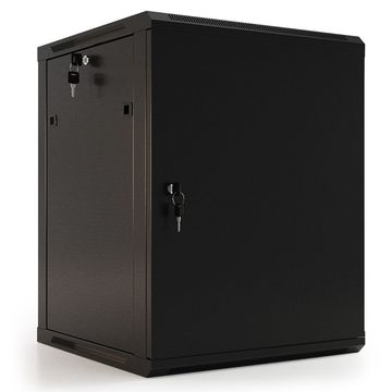 Шкаф Hyperline TWB-0966-SR-RAL9004  настенный 9U 500x600х600мм, металлическая передняя дверь с замком, две боковые панели, цвет черный (RAL 9004) (разобранный)