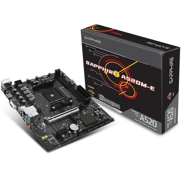 Материнская плата Sapphire A520M-E A520, AM4, 2*DDR4, 1*PCIEx16, 1*PCIEx1, 1*M.2, 6*USB3.2Gen1, 4*USB2.0, 4*SATA3.0, 1G, HDMI, M-ATX, RTL
