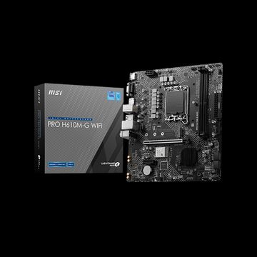 Материнская плата MSI PRO H610M-G WIFI H610, LGA1700, 2*DDR5, 1*PCIEx16, 1*PCIEx1, 1*M.2, 4*USB3.2Gen1, 6*USB2.0, 4*SATA3.0, 1G, VGA, DP, HDMI, M-ATX, RTL