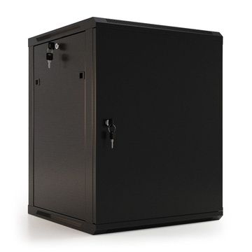 Шкаф HyperlineTWB-0645-SR-RAL9004 настенный 6U, 367x600х450мм, металлическая передняя дверь с замком, две боковые панели, цвет черный (RAL 9004) (разобранный)