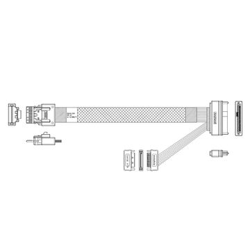 Кабель Amphenol RSL38-2309 Slimline SASx4  -to-   U.2 (SFF8639), 85 Ohm, PCIe Gen3, 75СM