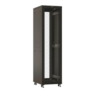 Шкаф Hyperline TTBR-4762-DD-RAL9004 напольный 19-дюймовый, 47U, 2277x600х1200 мм (ВхШхГ), передняя и задняя распашные перфорированные двери (75%), ручка с замком, цвет черный (RAL 9004)(разобранный)