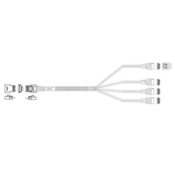 Кабель Amphenol RSL38-1277 Cable  Slimline SASx4 (SFF8654)  -to-  4 SATA (7pin) , 100 Ohm, (6G), 100CM