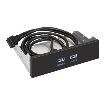 Планка USB Exegate U5H-615, 5,25", 2*USB3.0, черная, металл, подсоед. к MB OEM (127616)